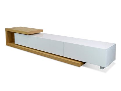Scandinavian 2.4m-3.07m TV Entertainment Unit - Natural - White