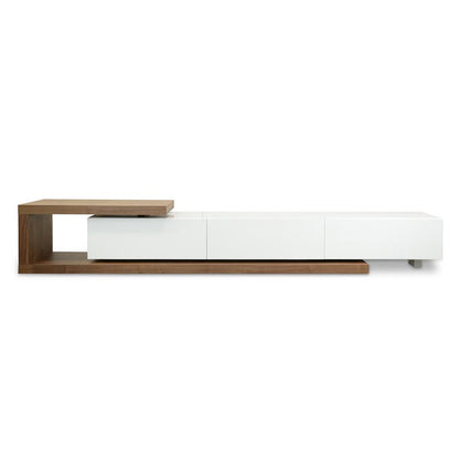BB 2.4m-3.07m TV Entertainment Unit - Walnut - White