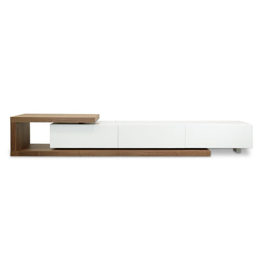 BB 2.4m-3.07m TV Entertainment Unit - Walnut - White
