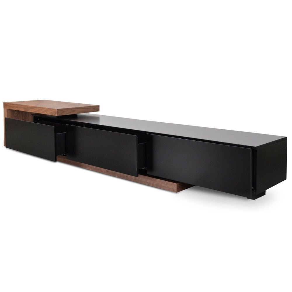 CTV1138-BB Extendable TV Entertainment Unit - Walnut - Black matt