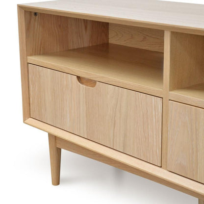 Scandinavian 180cm TV Entertainment Unit With 3 Drawers - Natural