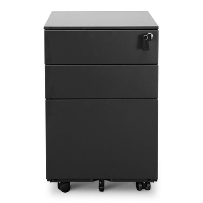 3 Drawers Mobile Pedestal - Black