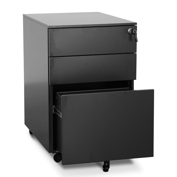 Russel 3-Drawer Mobile Pedestal – Black – view 6