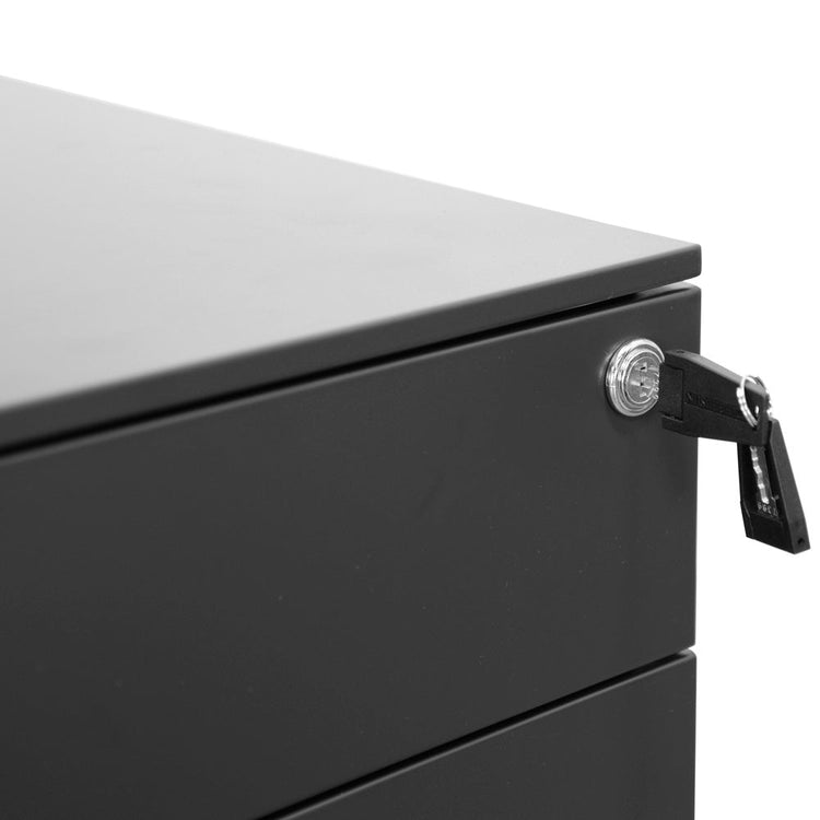 Russel 3-Drawer Mobile Pedestal – Black – view 7
