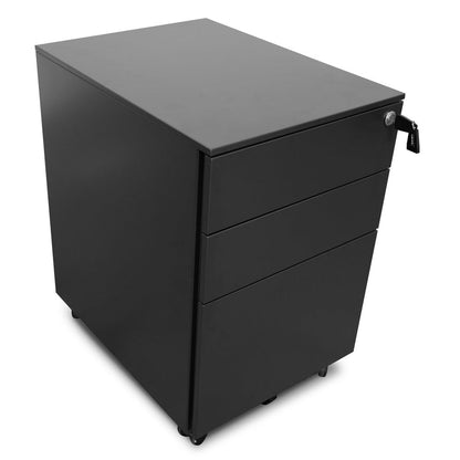 3 Drawers Mobile Pedestal - Black