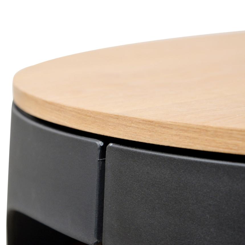 82cm Round Coffee Table - Natural - Black