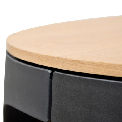 82cm Round Coffee Table - Natural - Black