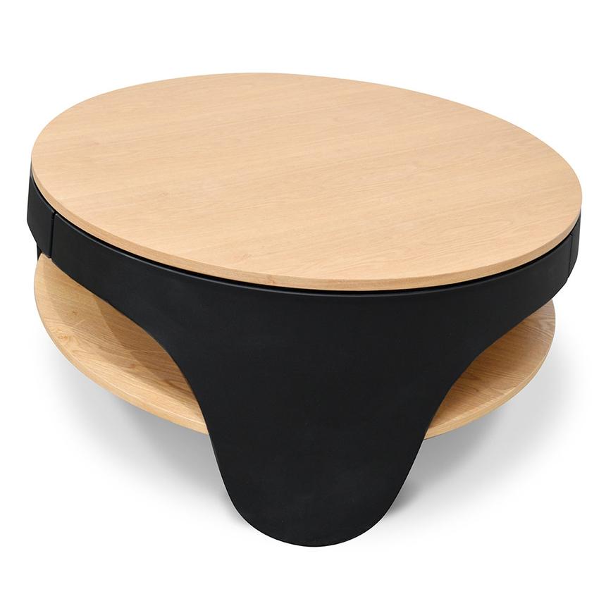 82cm Round Coffee Table - Natural - Black