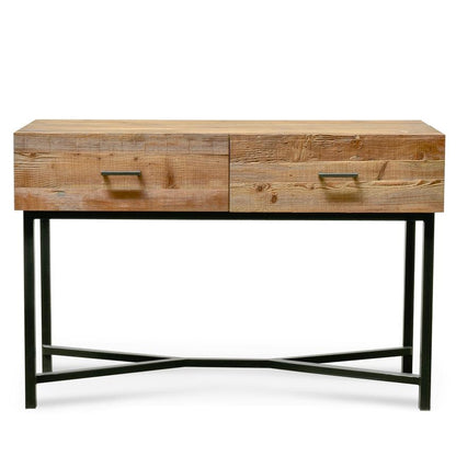 1.2m Reclaimed Pine Console Table - Black Base