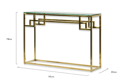 1.15m Console Glass Table - Brushed Gold Base