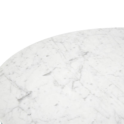 1.15m Round Marble Dining Table - Dark Brown Base