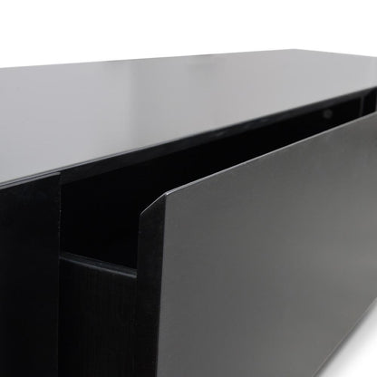 Extendable TV Entertainment Unit - Walnut - Black matt