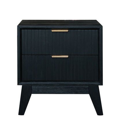 Aralyn 2 Drawer Bedside Table - Brushed Black