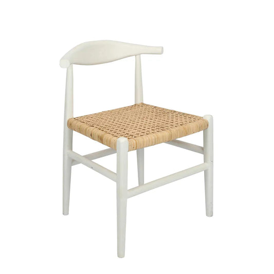 Sorren Teak Wood Rattan Chair - White