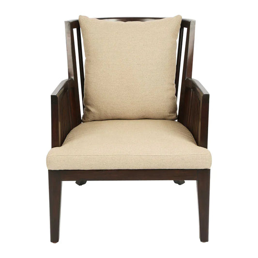 Audrina Mahogany Wood Lounge Chair - Natural Colour