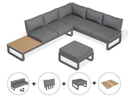 Fino With Backrest & Ottoman 3-Seater Outdoor Modular Sofa