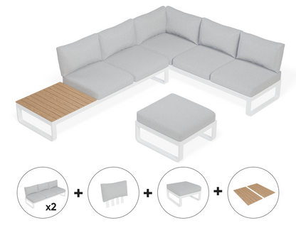 Fino With Backrest & Ottoman 3-Seater Outdoor Modular Sofa