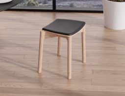 Andi Low Stool with Fabric Seat Pad - Natural Ash