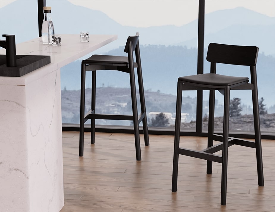 Andi Stool - Black with Pad - Upholstered Seat
