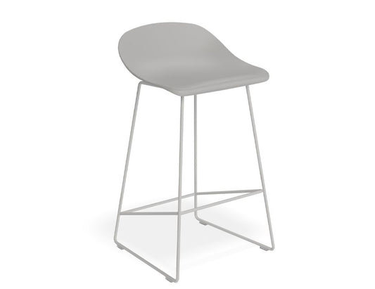 Pop Stool - Silver Grey Frame and Shell Seat  - 65cm Kitchen Bench Seat Height