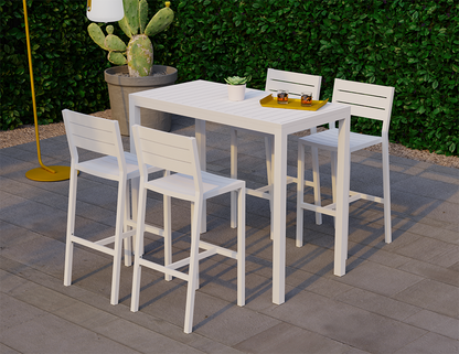 Halki Stool With Backrest - White