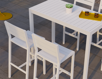 Halki Stool With Backrest - White