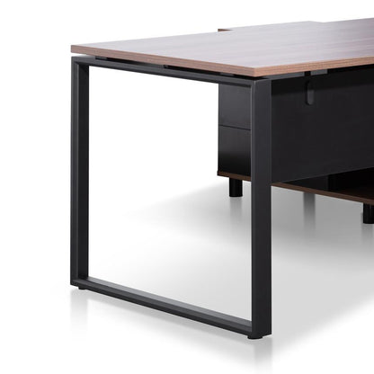 1.8m Executive Desk Left Return with Black Legs - Walnut