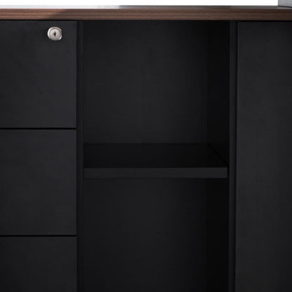 1.8m Executive Desk Left Return with Black Legs - Walnut