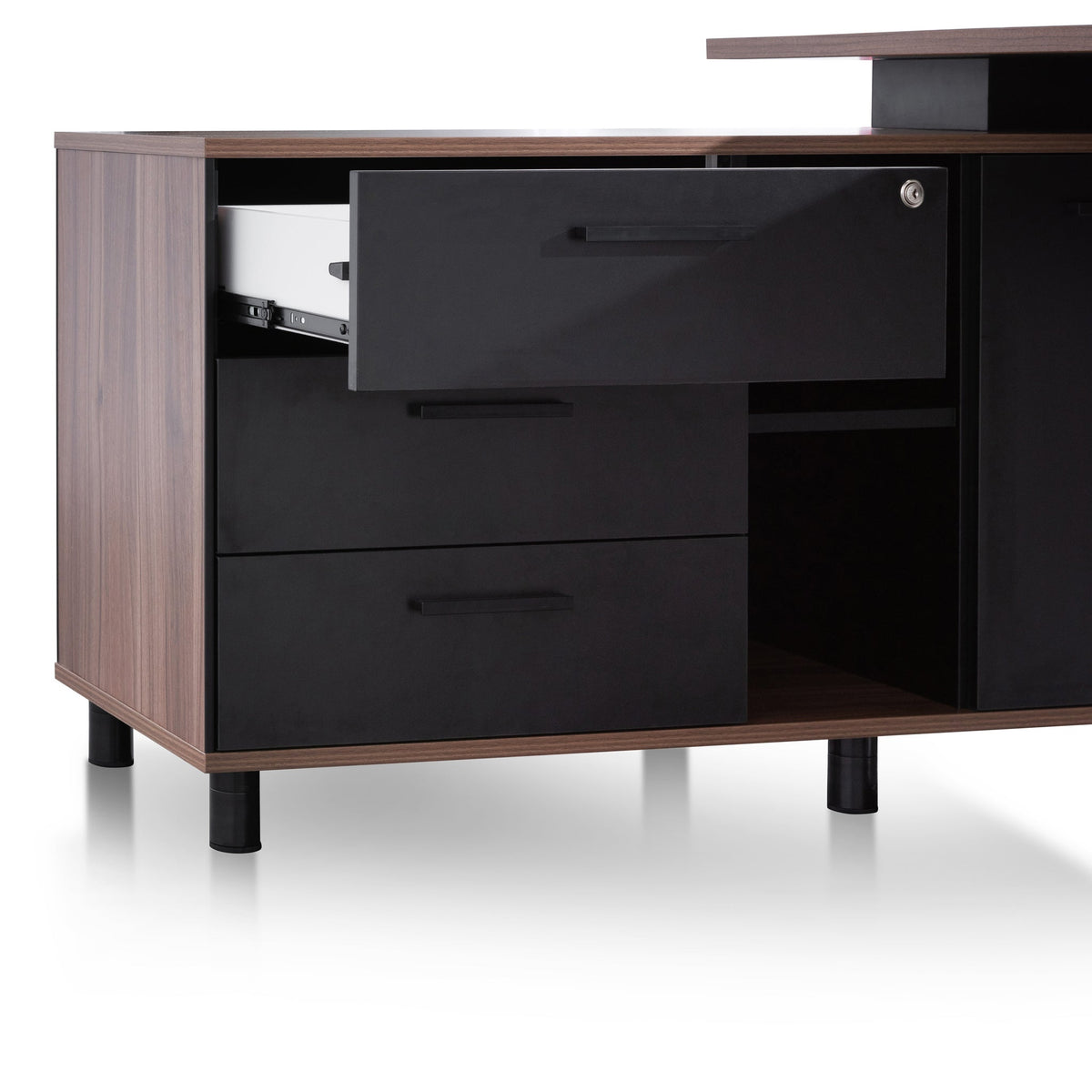 Halo 1.8m Executive Desk with Left Return – Walnut – view 9