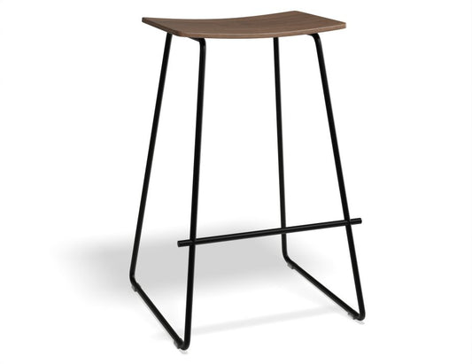 Hudson Stool - Black - Walnut Veneer