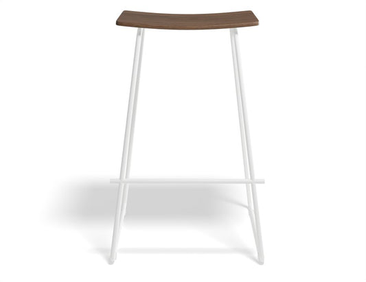 Hudson Stool - White - Walnut Veneer