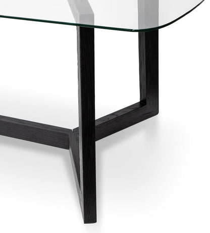 Ex Display - Massey 2.4m Dining Table - Glass Top with Black Base