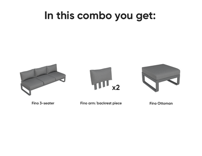 Fino 3-Seater With Backrest And Ottoman Outdoor Modular Sofa
