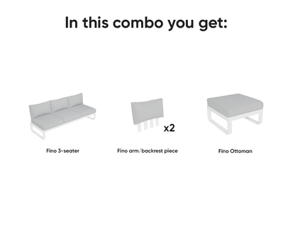 Fino 3-Seater With Backrest And Ottoman Outdoor Modular Sofa