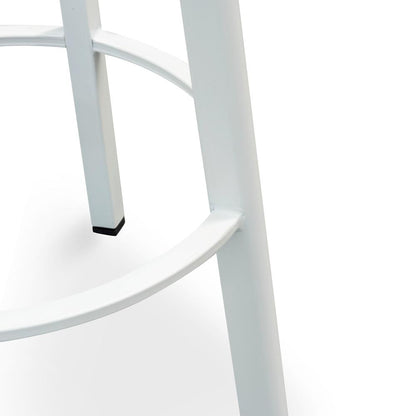 Set of 2 - James 65cm Natural Timber Seat Bar Stool - White Frame