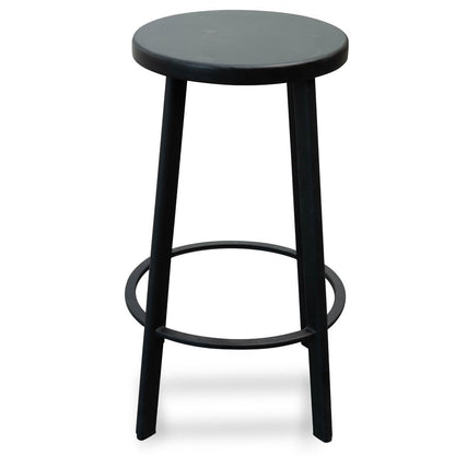 Set of 2 - James 65cm Timber Seat Bar Stool - Black