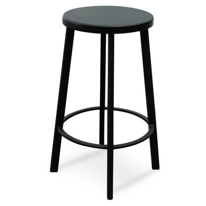 Set of 2 - James 65cm Timber Seat Bar Stool - Black
