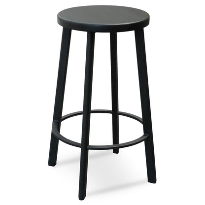 Set of 2 - James 65cm Timber Seat Bar Stool - Black