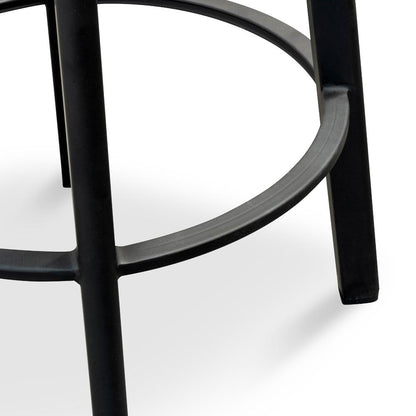Set of 2 - James 65cm Bar Stool - Natural Timber Seat and Black Frame