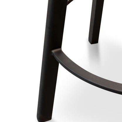 Set of 2 - James 65cm Bar Stool - Natural Timber Seat and Black Frame