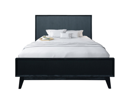 Clarisse Solid Acacia Wooden Bed - Brushed Black