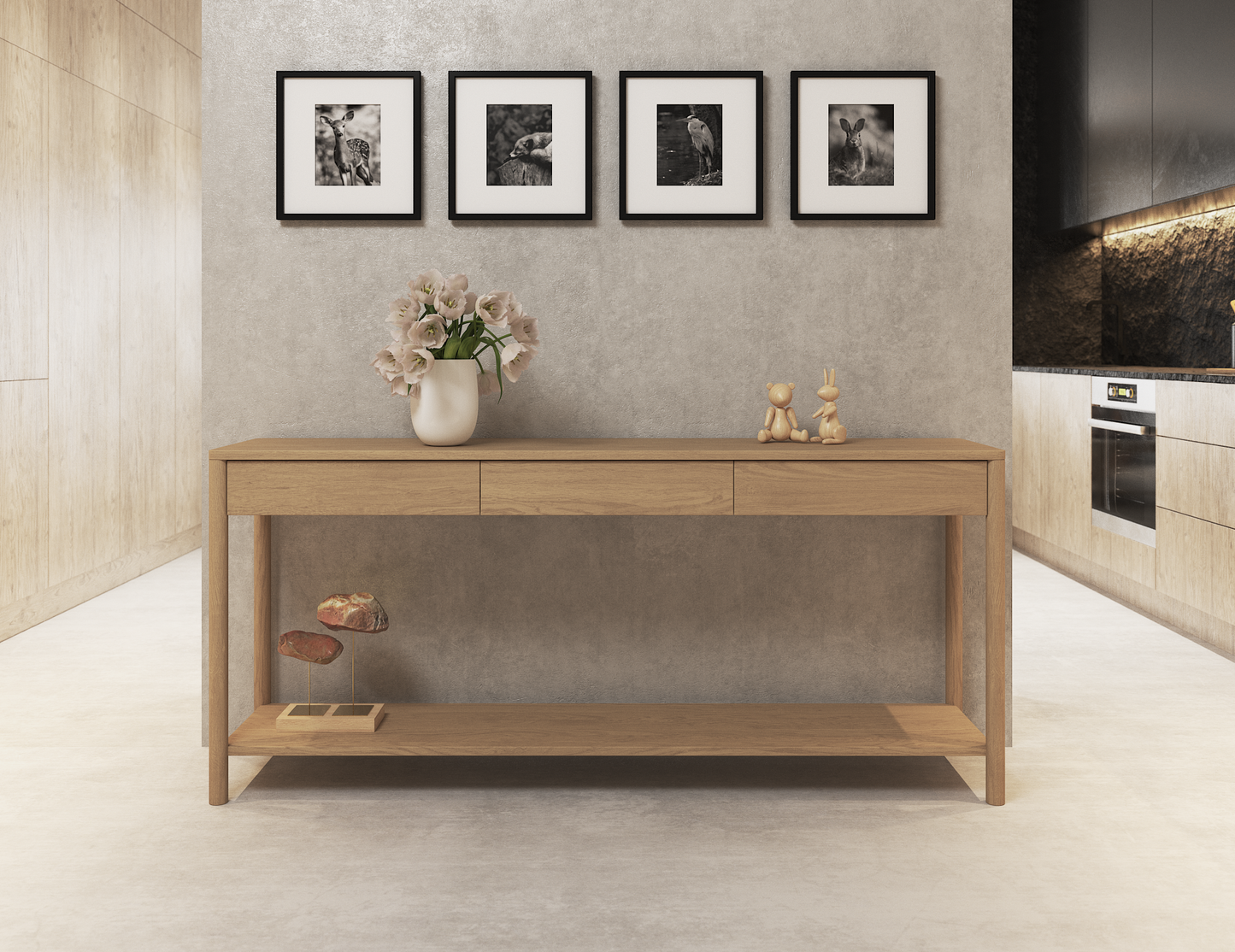 Nordica Console Table in Solid Oak - 172cm