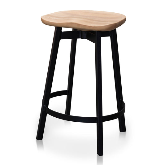 Ex Display - Lewis 65cm Bar Stool - Matt Black and Natural