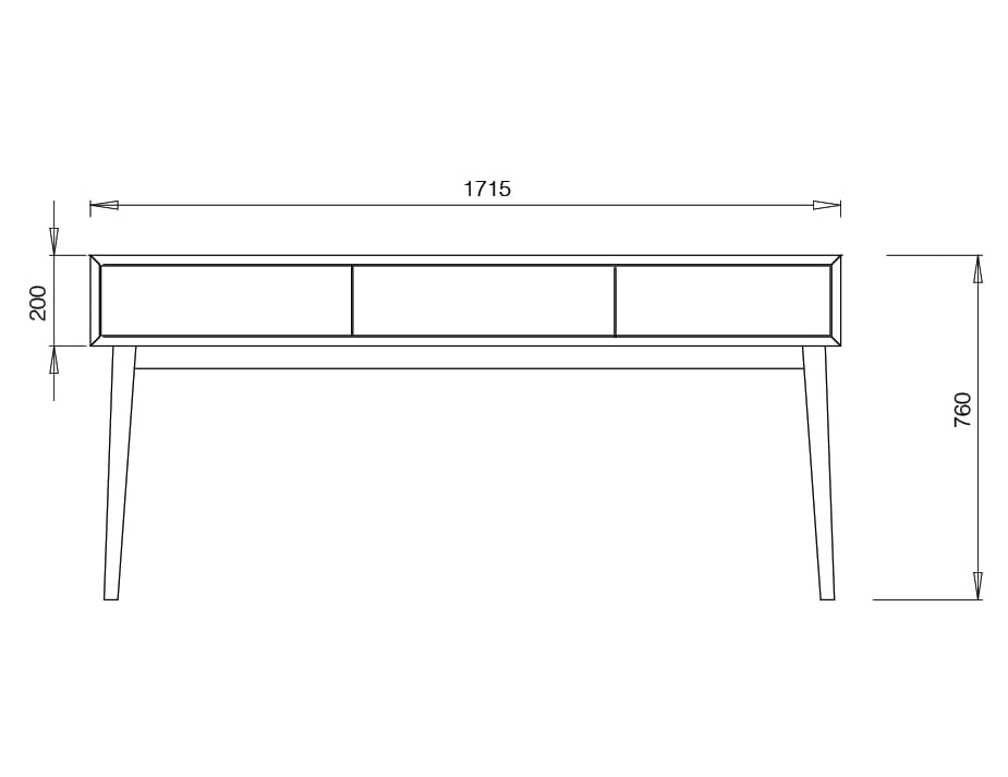 Copenhagen Console Table - 3 Draws - Oak - Extra Long