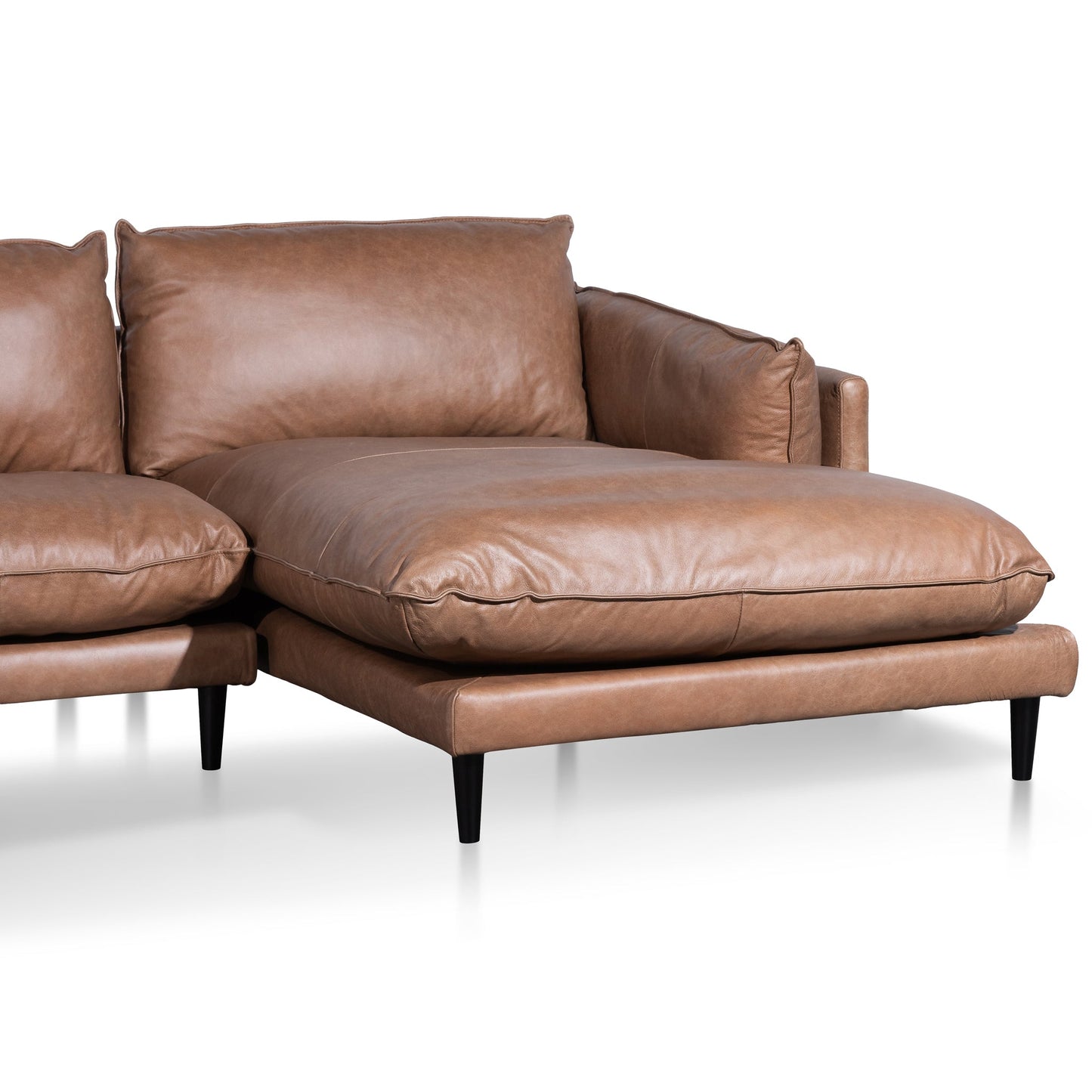 CLC6249-KSO 4 Seater Right Chaise Leather Sofa - Saddle Brown - Last one