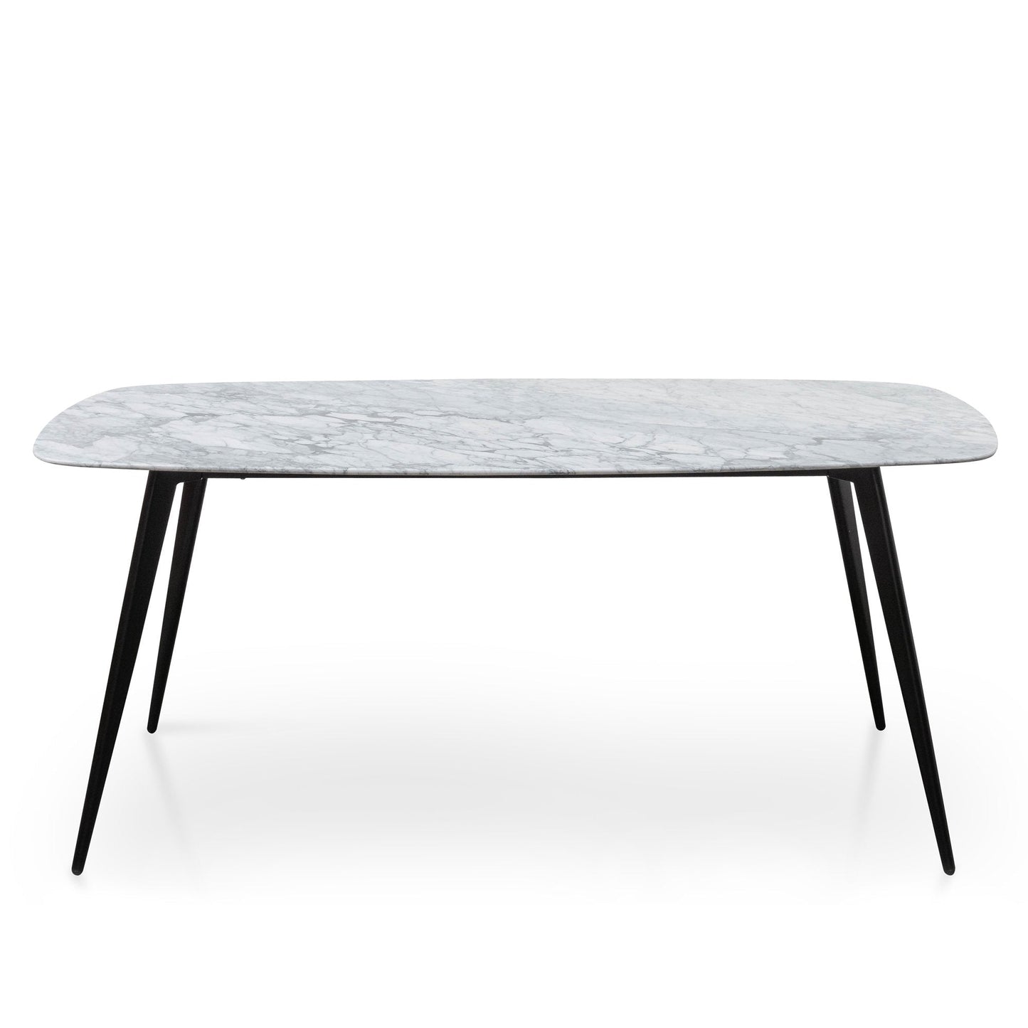 Ex Display - Maxwell 1.8m White Marble Dining Table - Black Legs