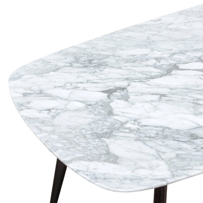 Ex Display - Maxwell 1.8m White Marble Dining Table - Black Legs