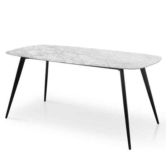 Ex Display - Maxwell 1.8m White Marble Dining Table - Black Legs