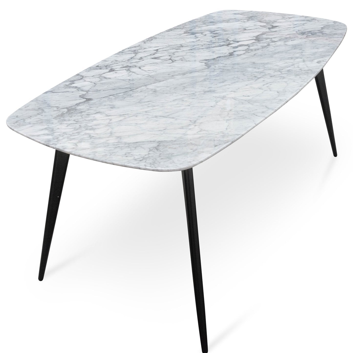 Ex Display - Maxwell 1.8m White Marble Dining Table - Black Legs