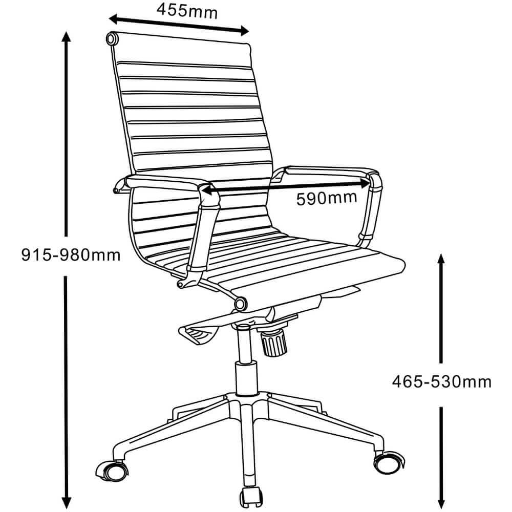 Alice Medium Back Executive Chair with Arms - Black